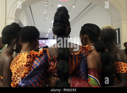 New York, aux États-Unis. 16 Février, 2019. Au cours de la 6e saison des modèles de Harlem Fashion Week s'est tenue au Musée de la ville de New York le 16 février 2019 à New York. Credit : Mpi43/media/Alamy Punch Live News Banque D'Images