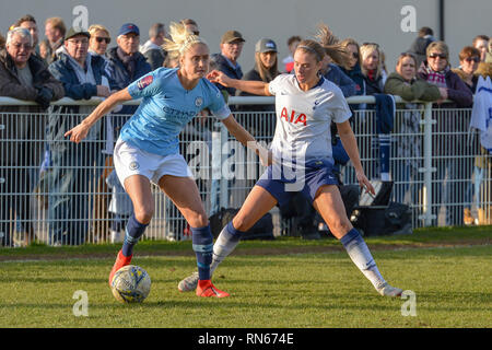 Cheshunt (Royaume-Uni). Feb 17, 2019. Steph Houghton de Man City & Rihanna Doyen des Spurs lors de la FA Women's Cup 5e tour match entre Tottenham Hotspur et Manchester City Chers Femmes à Cheshunt Stadium le 17 février 2019 en Angleterre, Cheshunt. (Photo de Martine Xerri/phcimages.com) : PHC Crédit Images/Alamy Live News Banque D'Images