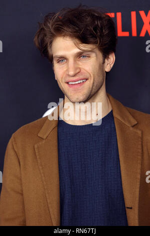 Los Angeles, USA. Feb 13, 2019. Keegan Allen à la première de la série TV 'La Netflix Umbrella Academy' dans ArcLight Hollywood. Los Angeles, 12.02.2019 | Conditions de crédit dans le monde entier : dpa/Alamy Live News Banque D'Images