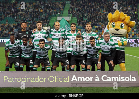 Lisbonne, Portugal, Portugal. Feb 17, 2019. La programmation des activités sportives au cours de la Ligue de l'équipe de CP AMENDEMENTS 2018/19 match footballl entre Sporting CP vs SC Braga. Crédit : David Martins SOPA/Images/ZUMA/Alamy Fil Live News Banque D'Images