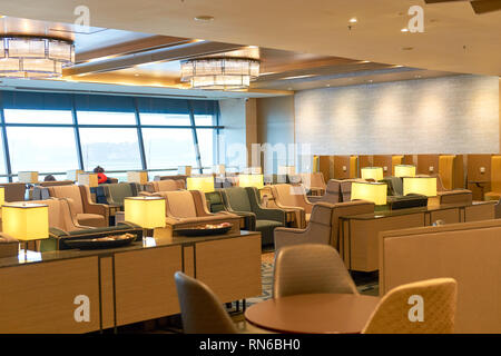 Singapour - CIRCA SEPTEMBRE 2016 : l'intérieur de la Plaza Premium Lounge à l'aéroport de Singapour Changi. L'aéroport de Changi est le principal aéroport civil pour Si Banque D'Images