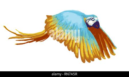 Volant lumineux parrot, cartoon animal on white Illustration de Vecteur
