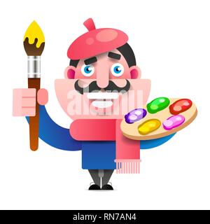 Happy Smiling Boy Artiste de personnages dessin photo. Vector Illustration Illustration de Vecteur