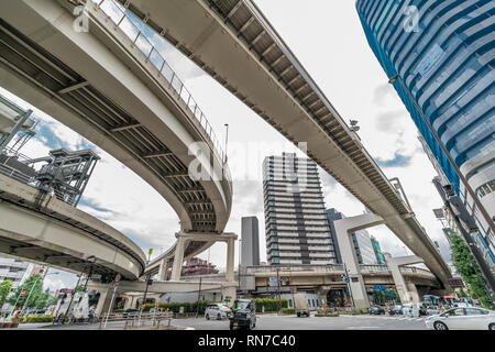 Une jonction de l'autoroute Métropolitaine n° 4. 号新宿線 首都高速4Shinjuku (route à péage) 首都高速道路 Banque D'Images