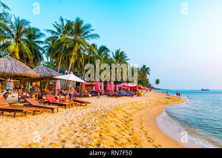 Long Beach est la plage la plus populaire sur l'île de Phu Quoc, à environ 5 km de long, situé au sud de la Ville, Vietnam, Asie Banque D'Images