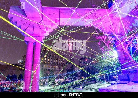 Lumière d'hiver bougie Festival au centre-ville de Calgary Olympic Plaza Banque D'Images