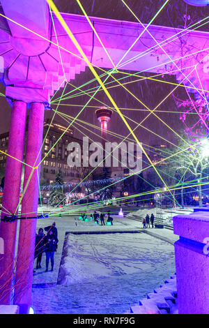 Lumière d'hiver bougie Festival au centre-ville de Calgary Olympic Plaza Banque D'Images