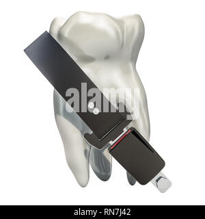 Sous la dent, parapluie d'assurance-soins dentaires concept. Le rendu 3D isolé sur fond blanc Banque D'Images