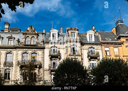 Strasbourg, Alsace, France, la rangée de bâtiments d'habitation, de style wilhelmien, quartier Neustadt, Banque D'Images