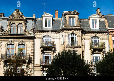 Strasbourg, Alsace, France, la rangée de bâtiments d'habitation, de style wilhelmien, quartier Neustadt, Banque D'Images