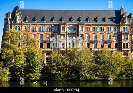 Gallia, résidence étudiante, hébergement en dortoir, Ill, quartier Neustadt, Strasbourg, Alsace, France, Europe, Banque D'Images