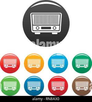 Radio FM icons set 9 vecteur de couleur isolé sur blanc pour toute conception Illustration de Vecteur