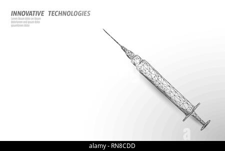 Seringue médicale poly faible. Rajeunissement polygonale injections faciales procédure de traitement.Medicine health care modèle de page d'illustration vectorielle Illustration de Vecteur