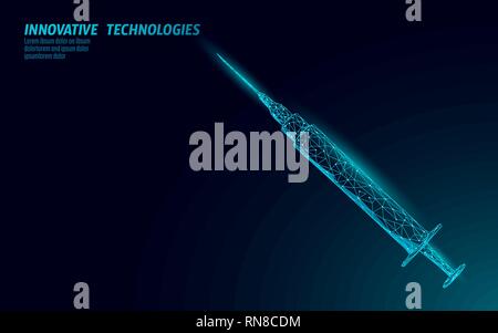 Seringue médicale poly faible. Rajeunissement polygonale injections faciales procédure de traitement.Medicine health care modèle de page d'illustration vectorielle Illustration de Vecteur