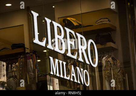 MILAN, ITALIE - 2 juin, 2018 : Logo de la Liberto store sur la rue de Milan en Italie. Banque D'Images