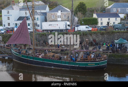 Tournage de Poldark à Charlestown, Cornwall, Angleterre Banque D'Images