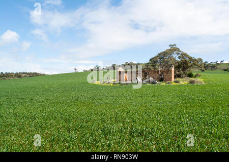 La Bruyere, Australie du Sud, Australie - Août 19, 2017 : Petite maison homestead en ruine dans le quartier Murraylands. Banque D'Images