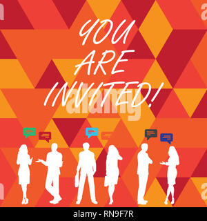 L'écriture de texte Word vous êtes invité. Concept d'entreprise pour la réception et l'invitation à un événement Joignez-vous à nous pour célébrer Banque D'Images
