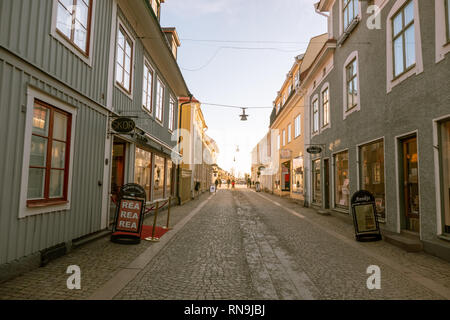 Eksjo, smaland, Sweden-January 18, 2019 : Eksjo est une ville dans le sud de la Suède, avec quelques maisons anciennes en couleurs rouge, il a été déclaré une ville par Eric de Banque D'Images