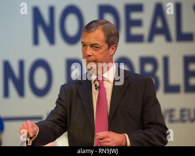 Quitter signifie laisser tenir militants Let's Go rassemblement à l'OMC Les méthodistes centrale comprend : Hall où le député européen Nigel Farage : London, Royaume-Uni Quand : 17 Jan 2019 Credit : Wheatley/WENN Banque D'Images