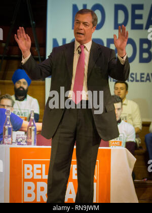 Quitter signifie laisser tenir militants Let's Go rassemblement à l'OMC Les méthodistes centrale comprend : Hall où le député européen Nigel Farage : London, Royaume-Uni Quand : 17 Jan 2019 Credit : Wheatley/WENN Banque D'Images