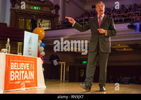 Quitter signifie laisser tenir militants Let's Go rassemblement à l'OMC Les méthodistes centrale comprend : Hall où le député européen Nigel Farage : London, Royaume-Uni Quand : 17 Jan 2019 Credit : Wheatley/WENN Banque D'Images