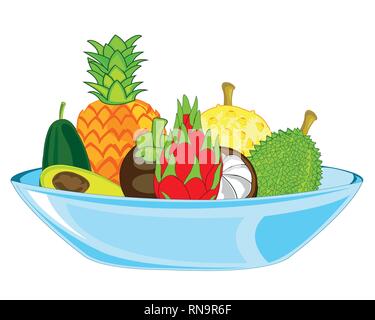 Illustration Vecteur de fruits tropicaux exotiques sur la plaque Illustration de Vecteur
