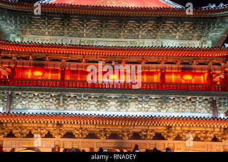 Xi "une tour du tambour de la nuit, pendant la Fête du Printemps en Chine Banque D'Images