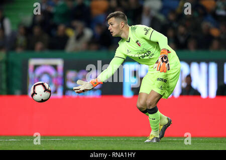 Lisbonne, Portugal, Portugal. Feb 17, 2019. Tiago SÃ¡ du SC Braga en action au cours de la Ligue n° 2018/19 match footballl entre Sporting CP vs SC Braga. Crédit : David Martins SOPA/Images/ZUMA/Alamy Fil Live News Banque D'Images