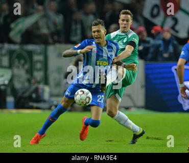 De gauche à droite : Davie (B) SELKE, Niklas MOISANDER (HB), des duels, Action, football 1. Bundesliga, 22. Journée, Hertha BSC Berlin (B) - Werder Brême (HB) 1 : 1, le 16.02.2019 à Berlin, Allemagne. ¬ | conditions dans le monde entier Banque D'Images