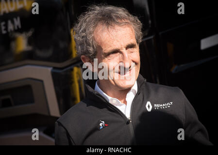 Montmelo, Barcelone, Espagne. Feb 18, 2019. Ancien pilote Alain Prost sur le circuit de Catalunya à Montmelo (province de Barcelone). Crédit : Jordi Boixareu/Alamy Live News Banque D'Images