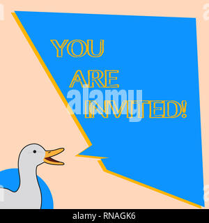 L'écriture de texte Word vous êtes invité. Concept d'entreprise pour la réception et l'invitation à un événement Joignez-vous à nous pour célébrer Banque D'Images