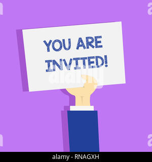 L'écriture de texte Word vous êtes invité. Concept d'entreprise pour la réception et l'invitation à un événement Joignez-vous à nous pour célébrer Banque D'Images