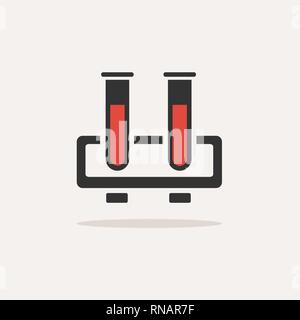 Tubes à essai médical icône avec le sang et d'ombre. Télévision vector illustration Illustration de Vecteur