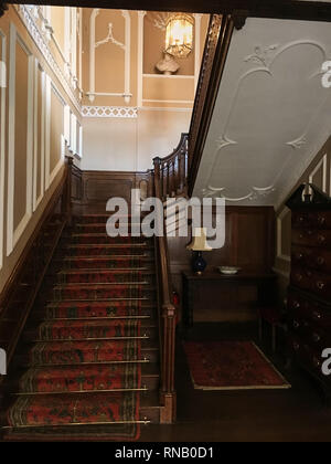 Escalier en bois dans une maison en bois, la production manuelle Banque D'Images