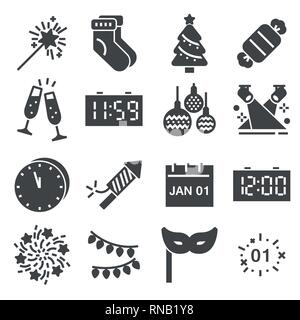 Bonne année gray icons set. Illustrations vectorielles Illustration de Vecteur