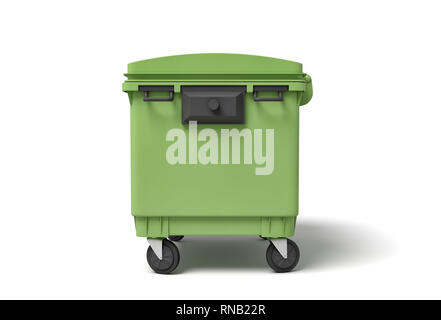 Le rendu 3D d'un conteneur vert clair sur fond blanc. Banque D'Images