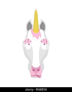 Emoji confus Unicorn oops. Cheval magique perplexe les émotions. Conte de bête surprise. Vector illustration Illustration de Vecteur