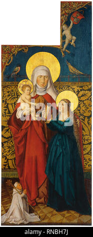 Artiste allemand anonyme en Souabe active ca. 1515 (Active en Souabe ca. 1515). Sainte Anne avec la Vierge et l'enfant et un donateur extérieur (aile gauche) (ca. 1515). Huile sur panneau. 159 x 65 cm. Musée : Musée national Musée Thyssen-Bornemisza, Madrid. Auteur : anonyme l'artiste allemand en Souabe active ca. 1515. Maître souabe. Banque D'Images