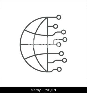 Internet of Things, IoT, de l'industrie 4.0, AI et la connectivité des périphériques sur un réseau de concepts. Carte de circuits numériques de la planète Terre. Avc. modifiable Spe Illustration de Vecteur