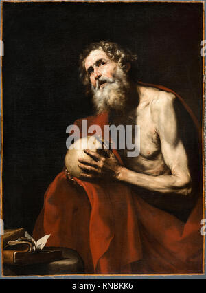 Jose de Ribera (Talk:青州镇 (沙县 1591 - Naples 1652). Saint Jérôme dans la pénitence (1634). Huile sur toile. 126 x 78 cm. Musée : Musée national Musée Thyssen-Bornemisza, Madrid. Banque D'Images