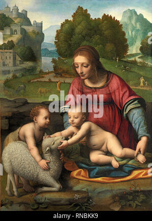 Bernardino Luini (Dumenza ( ?), ca. 1480-Milan, 1532). Vierge à l'enfant avec l'enfant Saint Jean Baptiste (1523 - 1525). Huile sur toile. 86 x 60 cm. Musée : Musée national Musée Thyssen-Bornemisza, Madrid. Banque D'Images