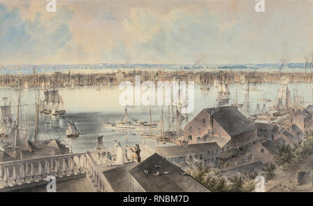 John William Hill (Londres, 1812-West Nyack, 1879). Vue sur New York de Brooklyn Heights (ca. 1836). Aquarelle sur papier. 48,3 x 85 cm. Musée : Musée national Musée Thyssen-Bornemisza, Madrid. Banque D'Images