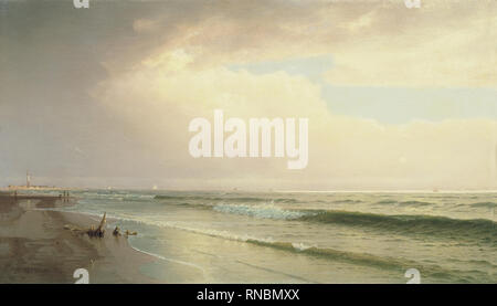 William Trost Richards (Filadelfia, 1833-Newport, 1905). Seascape avec phare lointain, Atlantic City, New Jersey (1873). Huile sur toile. 29,9 x 50,8 cm. Musée : Musée national Musée Thyssen-Bornemisza, Madrid. Banque D'Images