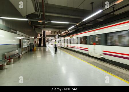 Malaga, Espagne - 27 juillet 2018 : Gare à l'aéroport de Malaga (AGP) en Espagne. Dans le monde d'utilisation | Banque D'Images