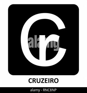 Le vieux noir et blanc illustration symbole monétaire Cruzeiro Brésilien Illustration de Vecteur
