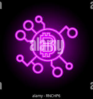 Blockchain technologie concept. Sign in style néon Illustration de Vecteur