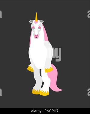 Triste Unicorn. Cheval magique tristes émotions. Bête de fées ennuyeux. Vector illustration Illustration de Vecteur