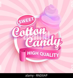 Cotton Candy Shop, logo ou l'emblème de l'étiquette. Illustration de Vecteur