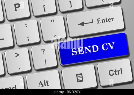 Envoyer CV sur le bouton clavier moderne. Vue rapprochée sur clavier conceptuel. Banque D'Images